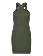 Gabara Hole Rib Dress Lyhyt Mekko Khaki Green Hosbjerg