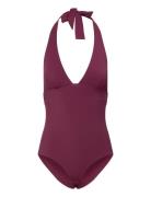 Sculpt - 1 Piece Unwired Swimsuit Uimapuku Uima-asut Burgundy Etam