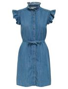 Onlshania S/L Frill Dnm Dress Akm Lyhyt Mekko Blue ONLY