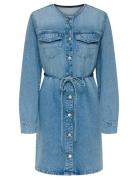Onlminnie No Collar Belt Denm Dress Lyhyt Mekko Blue ONLY