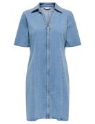 Onlfrida Ss Zip Dnm Dress Gua Polvipituinen Mekko Blue ONLY