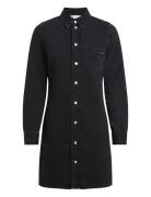 Ls Fitted Denim Dress Lyhyt Mekko Black Calvin Klein Jeans