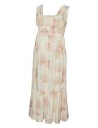 Mlshell Strap Wo Midi Dress Polvipituinen Mekko Cream Mamalicious