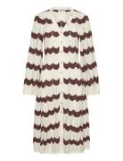 Isobel Wide Sleeve Knitted Midi Dress Polvipituinen Mekko Brown Malina