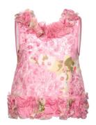 Organza Frilly Top Tops Blouses Sleeveless Pink By Ti Mo