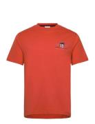 Reg Archive Shield Emb Ss T-Shirt Tops T-shirts Short-sleeved Orange G...