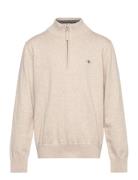 Shield Cotton Half Zip Tops Knitwear Pullovers Beige GANT