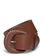 Woven-Buckle Vachetta Leather Wide Belt Vyö Brown Lauren Ralph Lauren