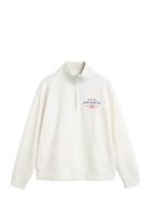 Graphic Half Zip Sweat Tops Sweat-shirts & Hoodies Sweat-shirts White ...