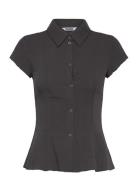 Fitted Shirt Top Tops Shirts Short-sleeved Black Weekday