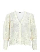 Objsiga L/S Re Shirt 140 Tops Blouses Long-sleeved Cream Object