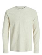 Jjedover Henley Ls Tee Noos Tops T-shirts Long-sleeved Cream Jack & J ...