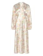 Satin Midaxi Dress Polvipituinen Mekko Cream Gina Tricot