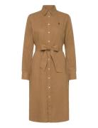 Belted Linen Shirtdress Polvipituinen Mekko Brown Polo Ralph Lauren