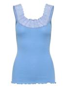 Rwbernadine Sl U-Neck Regular Lace Tops T-shirts & Tops Sleeveless Blu...