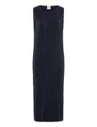 Plisse Sl Midi Dress Polvipituinen Mekko Navy Calvin Klein