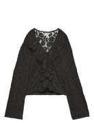 Awkienna Ls V-Neck Lace Top Tops Blouses Long-sleeved Black Vero Moda