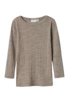 Nmmwang Wool Needle Ls Top Solid Noos Tops T-shirts Long-sleeved T-shi...