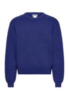 Regular Cotton Sweater Tops Knitwear Round Necks Blue Weekday