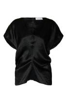 Slfelise Ss Top Tops Blouses Short-sleeved Black Selected