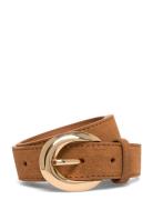 Leather Belt With Oval Buckle Vyö Brown Mango