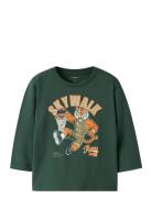 Nmmlincom Ls Nreg Top Box Tops T-shirts Long-sleeved T-shirts Green Na...