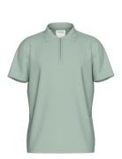 Slhfave Zip Ss Polo Tops Polos Short-sleeved Green Selected