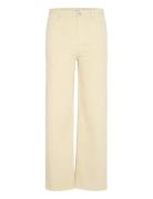 Slsandja Plain Vanesa Pants Bottoms Trousers Wide Leg Cream Soaked In ...