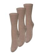 Telma Solid Sock 3 Pack Lingerie Socks Regular Socks Beige Becksönderg...