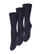 Telma Solid Sock 3 Pack Lingerie Socks Regular Socks Navy Becksönderga...