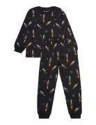 Pyjamas Ls Set Aop Pyjamasetti Pyjama Black Minymo