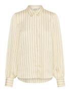 Slioana Paris Striped Shirt Tops Blouses Long-sleeved Cream Soaked In ...
