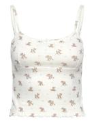 Pointelle Singlet Tops T-shirts & Tops Sleeveless Cream Gina Tricot
