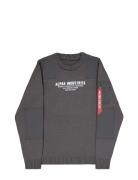 Military Knit Pullover Tops Knitwear Round Necks Grey Alpha Industries