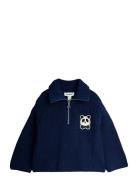Panda Patch Chunky Knit Half Zip Sweater Tops Knitwear Pullovers Navy ...
