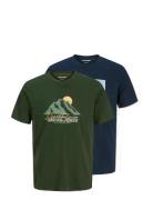 Jjsun Tee Ss Crew Neck 2Pk Mp Jnr Tops T-shirts Short-sleeved Navy Jac...