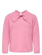 Kmgkatia Life Ls O-Neck Bow Collar Knt Tops Knitwear Pullovers Pink Ki...