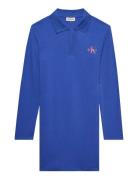 Ls Monologo Rib Polo Mini Dress Lyhyt Mekko Blue Calvin Klein Jeans
