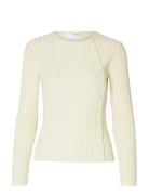 Slfhelen Ls Knit Button O-Neck Top Tops Knitwear Jumpers White Selecte...