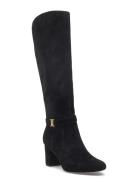 Kellie Suede Tall Boot Heel Korkeavartiset Saapikkaat Black Lauren Ral...