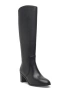 Charly Burnished Leather Tall Boot Korkeavartiset Saapikkaat Black Lau...
