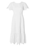 Slfkelli Ss Ankle Broderi Dress B Polvipituinen Mekko White Selected