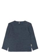 Merino Wool Ls Top Tops T-shirts Long-sleeved T-shirts Navy Mikk-line