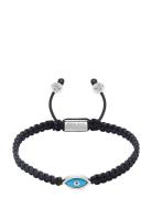 Men's Black String Bracelet With Silver Evil Eye Rannekoru Korut Black...