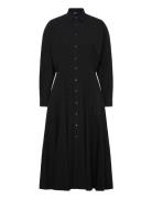 Paneled Cotton Canvas Shirtdress Polvipituinen Mekko Black Polo Ralph ...