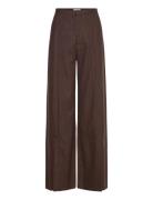 Rodebjer Rubin Pinstripe Bottoms Trousers Wide Leg Brown RODEBJER