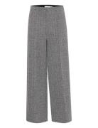 Ihkate Jacquard Pa9 Bottoms Trousers Wide Leg Grey ICHI