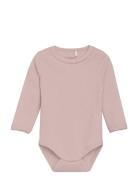 Body Ls Melange Rib Bodies Long-sleeved Pink Fixoni