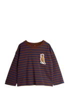 Stripe Bird Patch Ls Tee Tops T-shirts Long-sleeved T-shirts Brown Min...