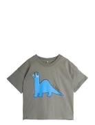 Dino Sp Ss Tee Tops T-shirts Short-sleeved Grey Mini Rodini
